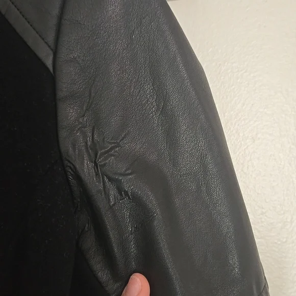 Marc New York Andrew Marc Faux Leather Sleeve Pea Coat - Picture 7 of 16